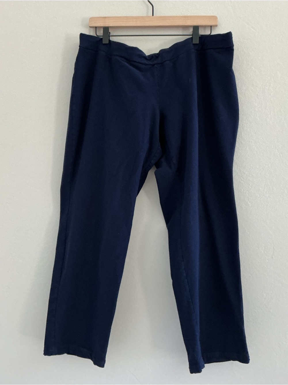Eileen‎ Fisher Pull On Stretch Jersey Ankle Crop Pants Navy Blue XL